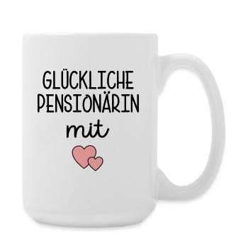 Herz - Glückliche Pensionärin - Große Tasse 440 ml - Weiß - Rechts