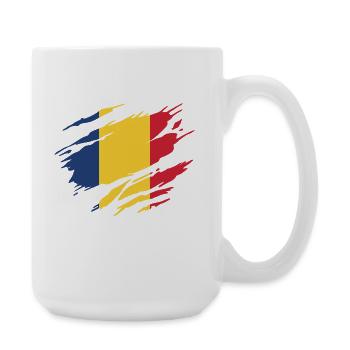 Roumanie Drapeau Roumain Roumaine - Grande tasse 440 ml - blanc - Droite