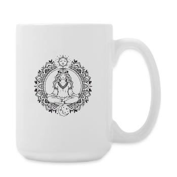 Boho Yoga Mandala - Méditation Soleil-Lune - Grande tasse 440 ml - blanc - Droite