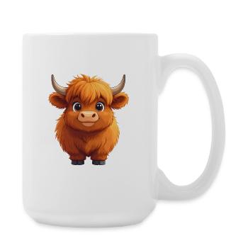 Grinning Highland Cow – Cheerful Comic Design - Large Mug 440 ml - white - Right