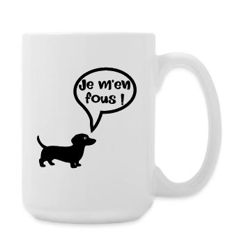 Chien - Je m'en fous - Grande tasse 440 ml - blanc - Droite