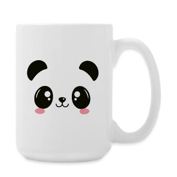 T-shirt Panda Mignon Style Kawaii - Grande tasse 440 ml - blanc - Droite