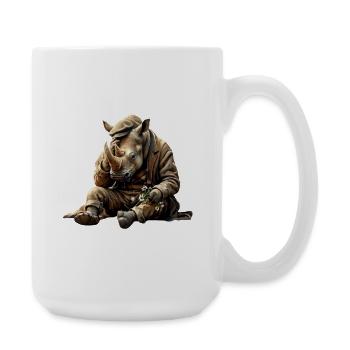 Rhinocéros mélancolique avec des fleurs - Grande tasse 440 ml - blanc - Droite