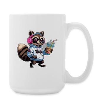 Raton laveur avec latte glacé - Grande tasse 440 ml - blanc - Droite