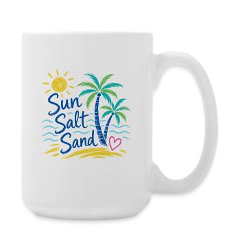 Sable de sel au soleil – Motif de palmiers de plage d’été - Grande tasse 440 ml - blanc - Droite