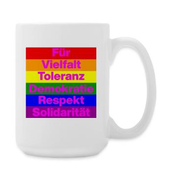 VIELFALT TOLERANZ DEMOKRATIE RESPEKT SOLIDARITÄT - Große Tasse 440 ml - Weiß - Rechts