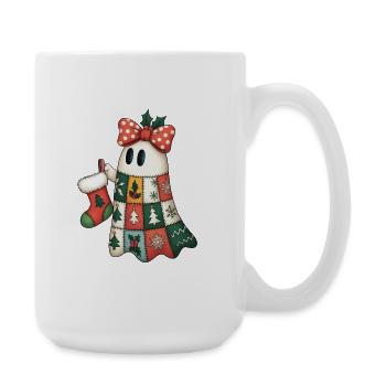 Patchwork Ghost with Christmas Quilt - Large Mug 440 ml - white - Right