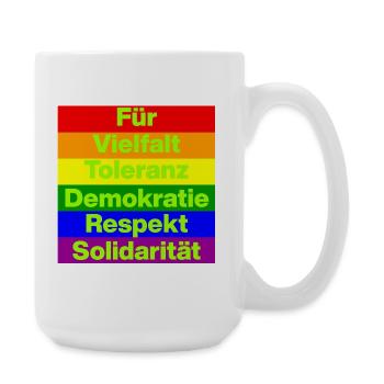VIELFALT TOLERANZ DEMOKRATIE RESPEKT SOLIDARITÄT - Große Tasse 440 ml - Weiß - Rechts