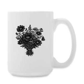 Botanique de linogravure vintage des fleurs sauvages - Grande tasse 440 ml - blanc - Droite