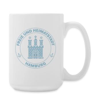 Hamburg Wappen – Freie Und Heimatstadt (Sky Blue) - Große Tasse 440 ml - Weiß - Rechts