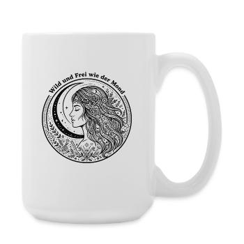 Wild Und Frei Wie Der Mond - Boho Yoga Frau  - Große Tasse 440 ml - Weiß - Rechts