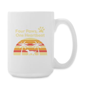 Quatre pattes et un motif de chien au coucher du soleil - Grande tasse 440 ml - blanc - Droite