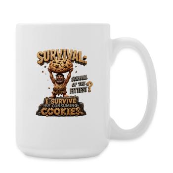 L’homme des cavernes avec des biscuits : Survie - Grande tasse 440 ml - blanc - Droite