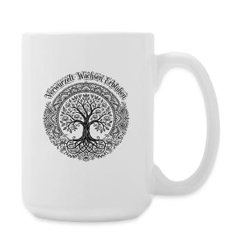Verwurzelt Wachsen Erblühen - Baum des Lebens Yoga - Große Tasse 440 ml - Weiß - Rechts