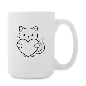 Cat with heart - Large Mug 440 ml - white - Right