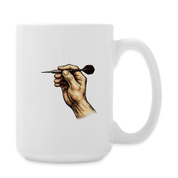 Unerring hand with darts - Large Mug 440 ml - white - Right