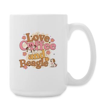 Love coffee and Beagle - love of coffee and dogs - Large Mug 440 ml - white - Right