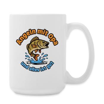Angeln mit Opa – Alles Ist Gut - Große Tasse 440 ml - Weiß - Rechts
