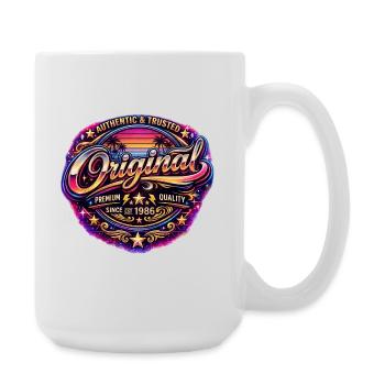 Retro 1980s Neon Synthwave Original 1986 Badge - Large Mug 440 ml - white - Right