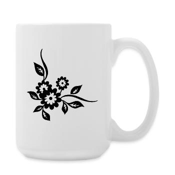 Schwarze Blüten - Große Tasse 440 ml - Weiß - Rechts