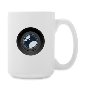 Objectif d’appareil photo graphique moderne à ouverture optique - Grande tasse 440 ml - blanc - Droite