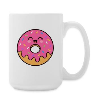 Kawaii Donut Lächeln Print - Große Tasse 440 ml - Weiß - Rechts