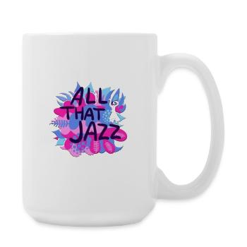 All That Jazz Musik Blumen Design - Große Tasse 440 ml - Weiß - Rechts