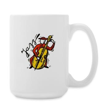 Jazz Kontrabass Musiker Design - Große Tasse 440 ml - Weiß - Rechts