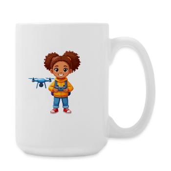 Little pilot piloting flying drone – technology - Large Mug 440 ml - white - Right