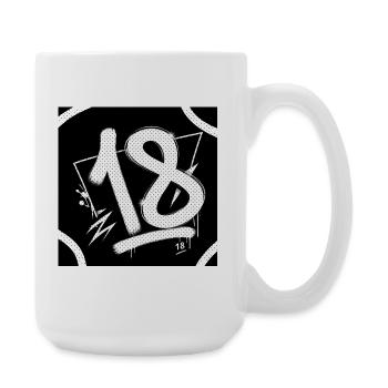 18 Graffiti Halftone Ziffern - Große Tasse 440 ml - Weiß - Rechts