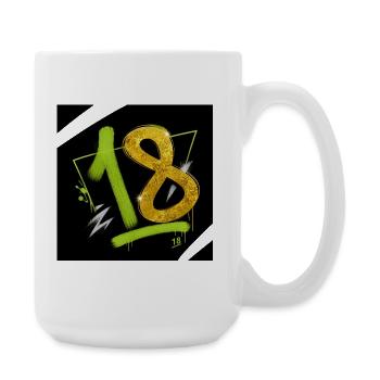Glitzer 18 Graffiti Neon Zahl - Große Tasse 440 ml - Weiß - Rechts