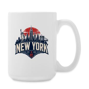 New York Skyline Retro Grafik - Große Tasse 440 ml - Weiß - Rechts