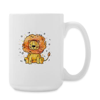 Doodle-Löwe im Orangen Fell - Große Tasse 440 ml - Weiß - Rechts