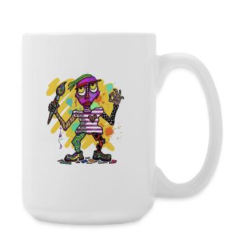 Colorful fantasy figure with splashes of color - Large Mug 440 ml - white - Right