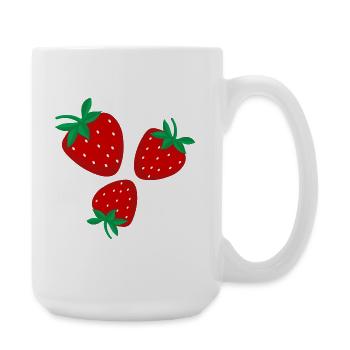 Drei leuchtend rote Erdbeeren - Große Tasse 440 ml - Weiß - Rechts