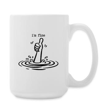 Mir geht's gut, lustiges Ertrinken Daumen hoch, dunkler Humor-Tee - Große Tasse 440 ml - Weiß - Rechts