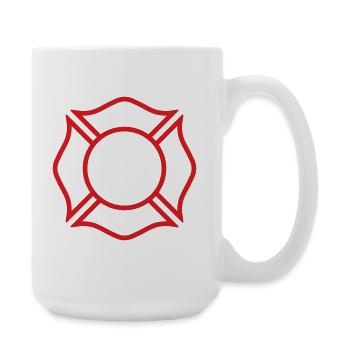 Feuerwehrmann-Malteser Kreuzlinienabzeichen Sicherheitssymbol - Große Tasse 440 ml - Weiß - Rechts