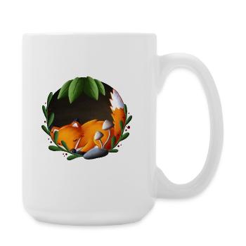 Renard endormi dans le cercle vert - Grande tasse 440 ml - blanc - Droite