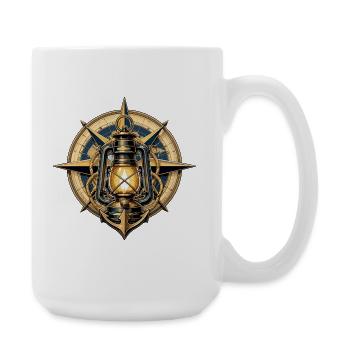 Luminous compass and anchor - Large Mug 440 ml - white - Right