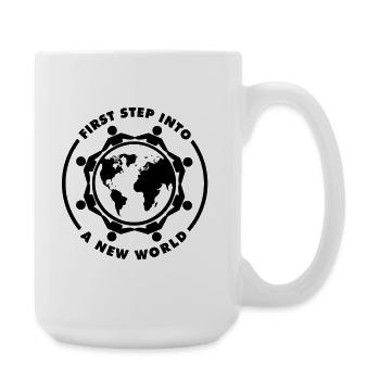 First step into a new World - Große Tasse 440 ml - Weiß - Rechts