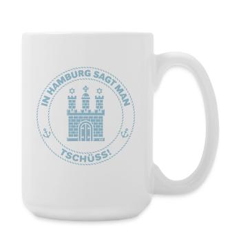 In Hamburg Sagt Man Tschüss! (Abschied / Sky Blue) - Große Tasse 440 ml - Weiß - Rechts