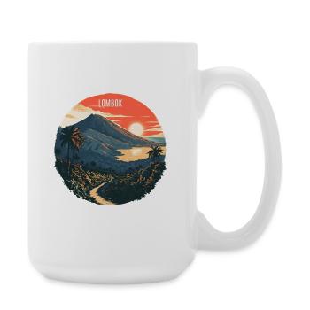 Lombok Vulkanlandschaft Sonnenuntergang - Große Tasse 440 ml - Weiß - Rechts