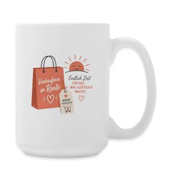 Verkäuferin in Rente – Aufgehende Sonne & Tasche - Große Tasse 440 ml - Weiß - Rechts