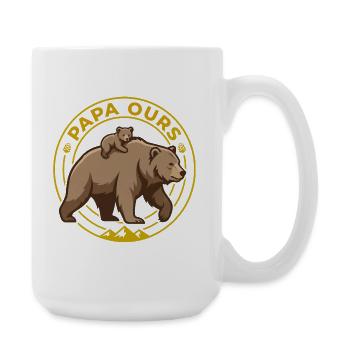 Papa Ours et Ourson Badge Nature Fête des Pères - Grande tasse 440 ml - blanc - Droite