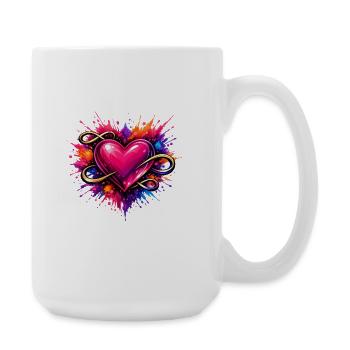 Herz mit Unendlichkeitszeichen und Farbexplosion - Große Tasse 440 ml - Weiß - Rechts