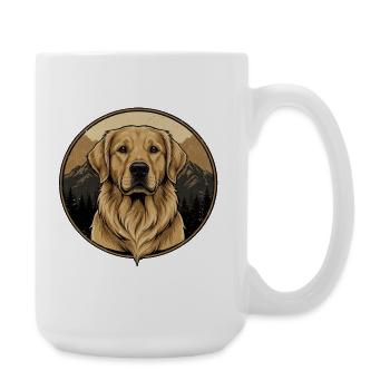 Golden Retriever Berg Silhouette Vintage Hund Desi - Große Tasse 440 ml - Weiß - Rechts