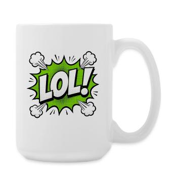 LOL Bulle de dialogue Pop Art Bulle de Dialogue Bulle de Dialogue Vert - Grande tasse 440 ml - blanc - Droite