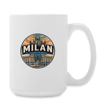 Retro Milan Duomo Straßenbahn-Reiseabzeichen - Große Tasse 440 ml - Weiß - Rechts