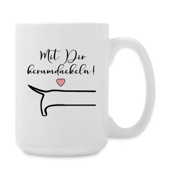 Freundschaft Herumdackeln Dackel - Große Tasse 440 ml - Weiß - Rechts