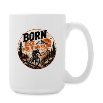 Geboren fürs Mountainbiken - Große Tasse 440 ml - Weiß - Rechts